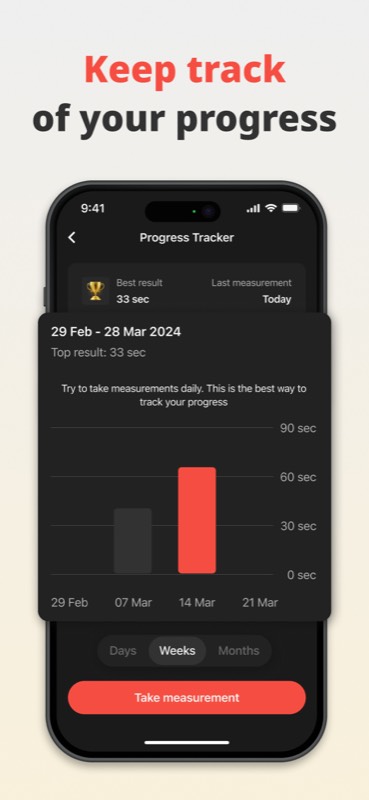 Progress tracker showing workout results over time